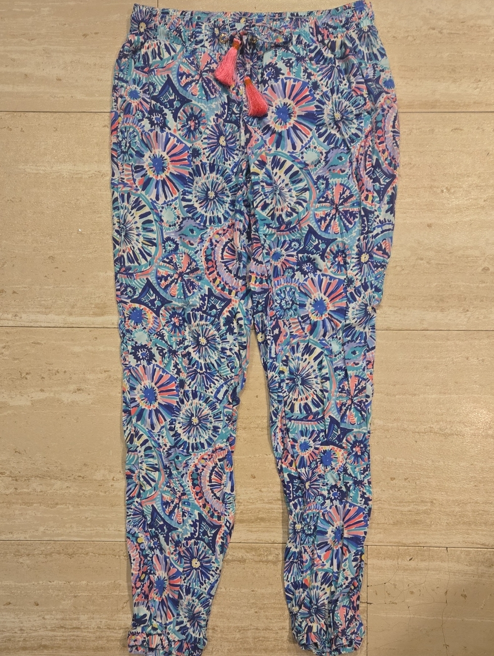 Lilly Pulitzer Blue Design Print Jogger Pants